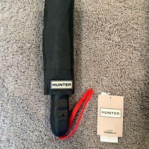 Hunter Black Umbrella with Red Carry Strap